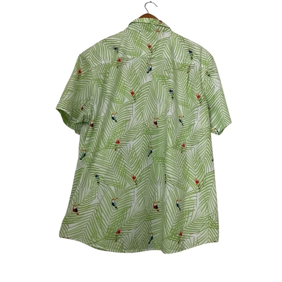 Club Room Tropical Short Sleeve Shirt XL Green Button Down Tucans Palm Hawaii - Picture 2 of 11